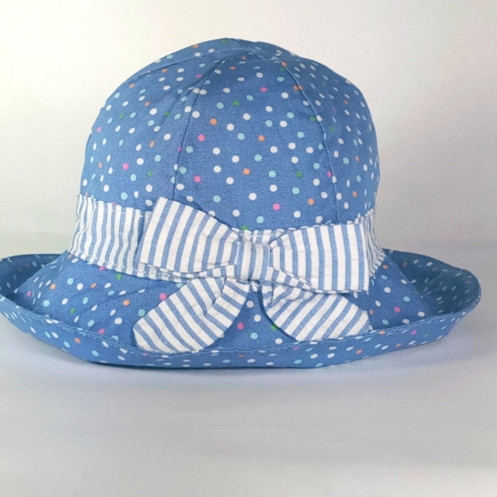 🍉Gymboree girls Bucket Hat. INFANTS Girls  0-3 Months Cotton Blue Polka dot
